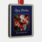 Middernachtblauw Kerst Foto Ornament (Rechts)