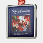 Middernachtblauw Kerst Foto Ornament (Links)
