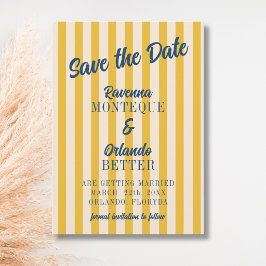 Middernachtblauw Retro Gedempte Perzik Streep Brui Save The Date