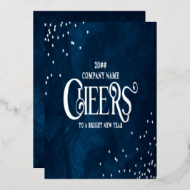 Middernachtblauwe Elegante Kerst Nieuwjaars Wensen Folie Feestdagenkaart