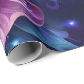 Middernachtblauwe en roze bloemen cadeaupapier (Rol Hoek)