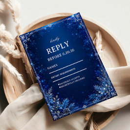 Middernachtblauwe Winter Elegantie RSVP Kaartje
