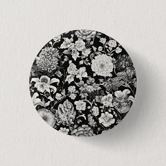 Middernachtbloei: een donkere bloem ronde button 3,2 cm (Voorkant)