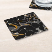 Middernachtbloemblaadjes – Elegant bloemenpatroon Kartonnen Onderzetters (Schuin)