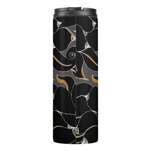 Middernachtbloemblaadjes – Elegant bloemenpatroon Thermosbeker (Achterkant)