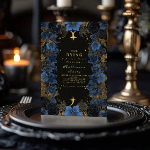 Middernachtelijke Blauwe Gotische Halloween Soiree Kaart