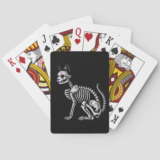 Middernachtelijke Botten: Skelet Kat Pokerkaarten (Achterkant)
