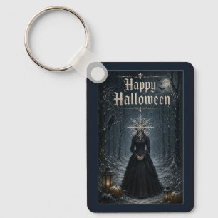 Middernachtelijke Halloween Toveres met Rijp Sleutelhanger