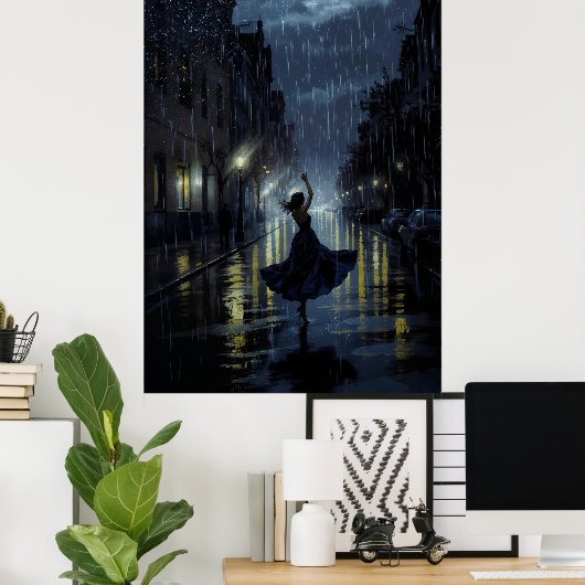 Middernachtelijke regendans poster (Thuiskantoor)