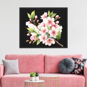 Middernachtelijke Sereniteit: De Bloeiende Sakurat Canvas Afdruk
