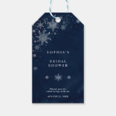 Middernachtelijke Sneeuwvlokken Winter Bruiloftssh Cadeaulabel (Voorkant)