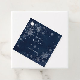 Middernachtelijke Sneeuwvlokken Winterhuwelijk  Bedankjes Labels