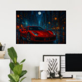 Middernachtelijke snelheidsauto poster (Thuiskantoor)