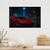 Middernachtelijke snelheidsauto poster (Keuken)