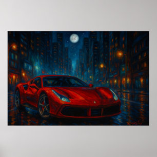 Middernachtelijke snelheidsauto poster