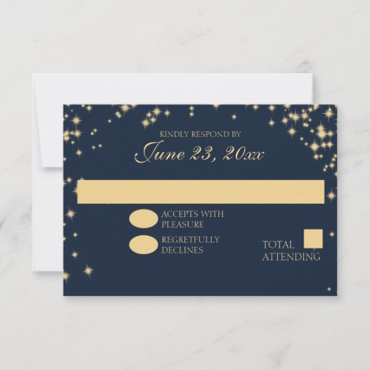 Middernachtelijke Sterren Schitterende Trouwreacti RSVP Kaartje (Voorkant)