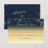 Middernachtelijke Sterren Twinkelen Trouwreactie RSVP Kaartje (Voorkant / Achterkant)