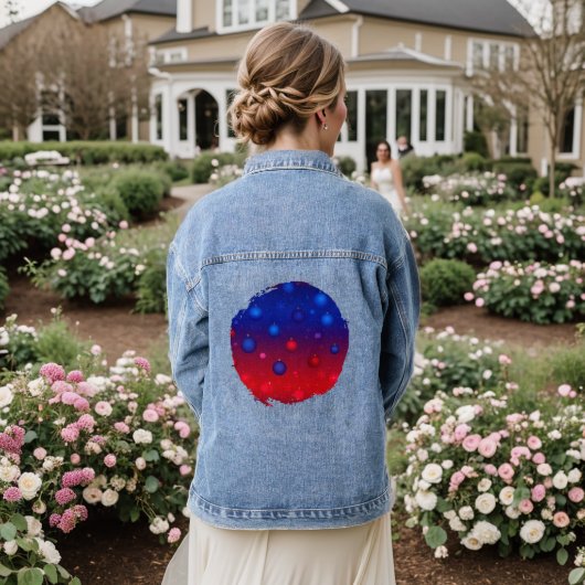 Middernachtelijke vonk en slingerende glans denim jacket (Huwelijk Achterkant)