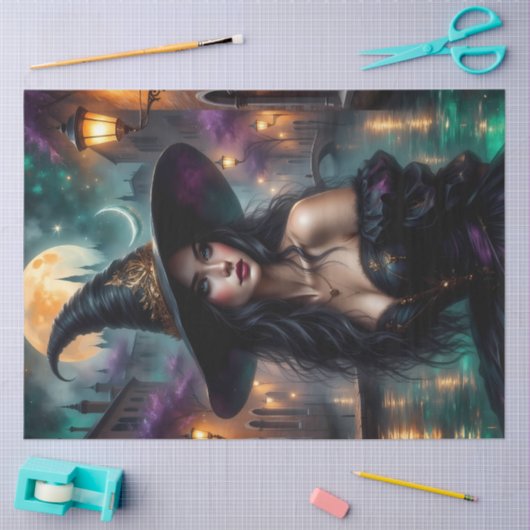 Middernachtheks in het maanverlichte Venetië met g Tissuepapier (Craft)