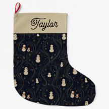 Middernachtige Sneeuwman Whimsical Navy Bos