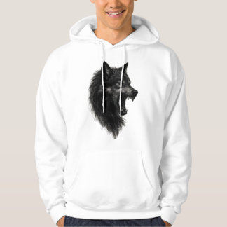 Middernachtige Wolfskop Gebrul Hoodie