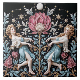 Middernachtsdans rond de roze lotus tegeltje