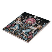 Middernachtsdans rond de roze lotus tegeltje (Zijkant)