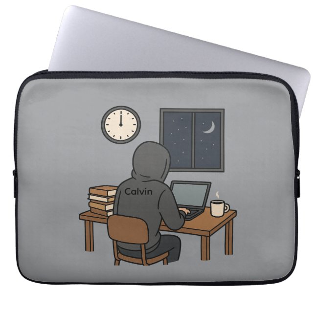 Middernachtstudie Laptop Sleeve (Voorkant)