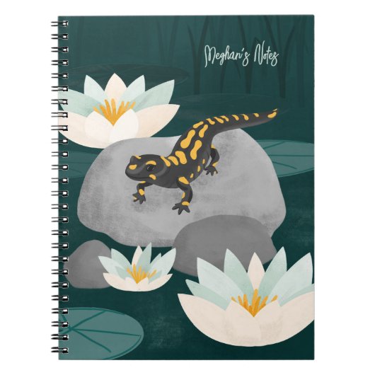 Middernachtvijver Vuur Salamander gepersonaliseerd Notitieboek (Voorkant)
