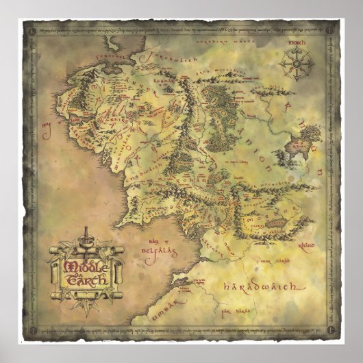 MIDDLE EARTH™ Map Poster (Voorkant)