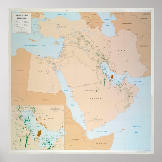 Middle East Oil Fields Map (1993) Poster (Voorkant)