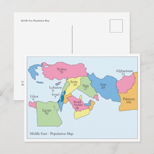 Middle East Population Postcard Briefkaart (Voorkant / Achterkant)