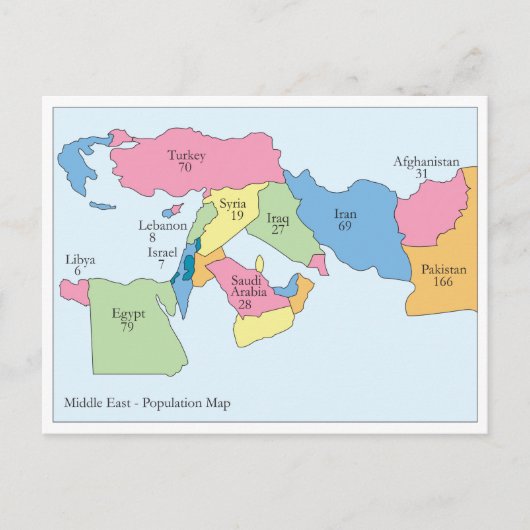 Middle East Population Postcard Briefkaart (Voorkant)