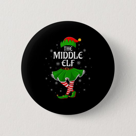 Middle Elf Christmas Family Girls Women Elf Squad  Ronde Button 5,7 Cm (Voorkant)