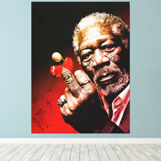 Middle Finger Art with Red Bow Canvas Afdruk (Insitu (Houten vloer))