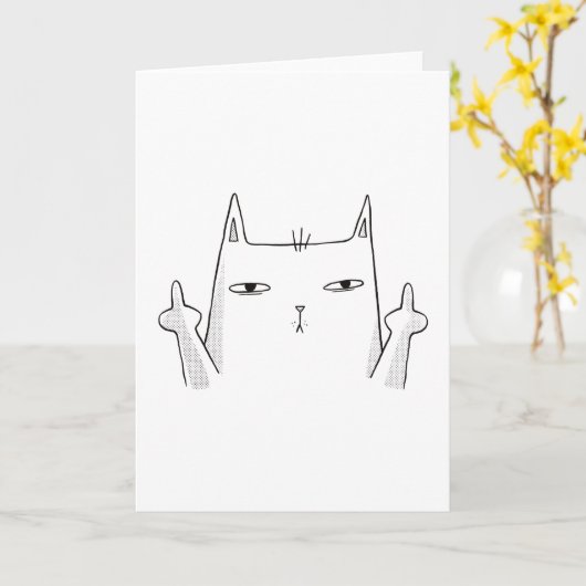 MIDDLE FINGER CAT KAART (Gele Bloem)