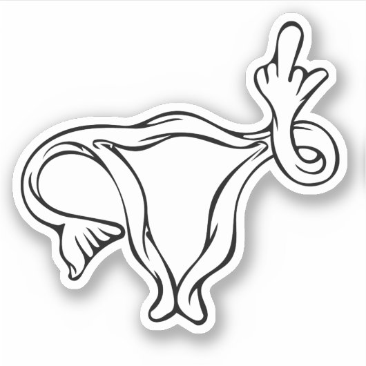 Middle Finger Uterus Pro-keuze feminist Sticker (Voorkant)