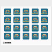Middle Palisade California Retro Turquoise Vierkante Sticker (Vel)