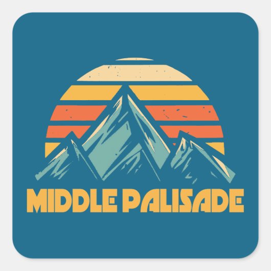 Middle Palisade California Retro Turquoise Vierkante Sticker (Voorkant)