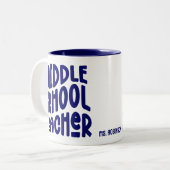 Middle School Teacher Dark Blue Typography Tweekleurige Koffiemok (Voorkant links)