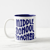 Middle School Teacher Dark Blue Typography Tweekleurige Koffiemok (Links)