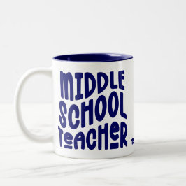 Middle School Teacher Dark Blue Typography Tweekleurige Koffiemok