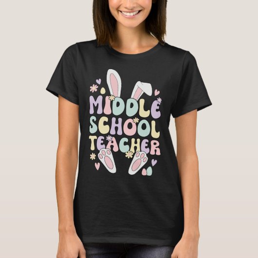 Middle School Teacher Easter Bunny Middle School E T-shirt (Voorkant)