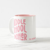 Middle School Teacher Pink Typography Tweekleurige Koffiemok (Voorkant links)