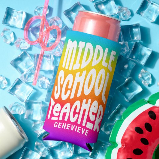 Middle School Teacher Rainbow Ombre Seltzer Blikjeskoeler (Insitu Zomer)