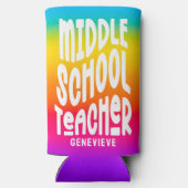 Middle School Teacher Rainbow Ombre Seltzer Blikjeskoeler (Achterkant)