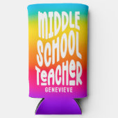 Middle School Teacher Rainbow Ombre Seltzer Blikjeskoeler (Voorkant)