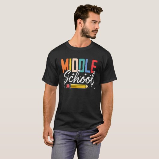 Middle School Vibes Teacher Student Team Back To S T-shirt (Voorkant volledig)