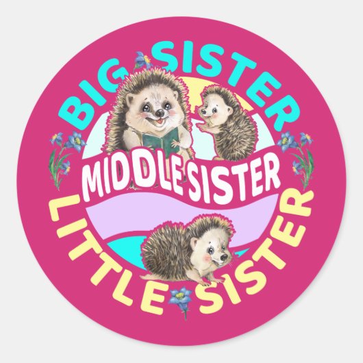 Middle Sister is een grote en kleine zus Ronde Sticker (Voorkant)
