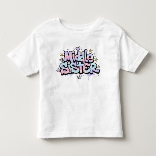 Middle Sister Shirt Cute Pastel Kids Tee (Voorkant)